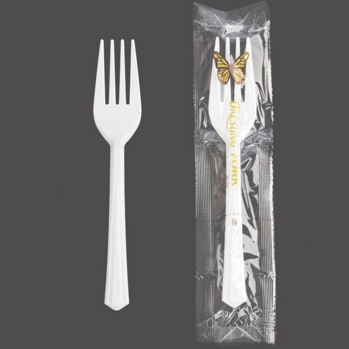 고급 개별포장 일회용 포크 백색, 1000개, 1개입