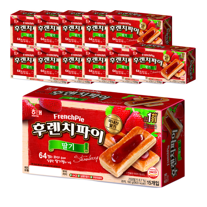 해태제과 후렌치파이 딸기, 192g, 12개