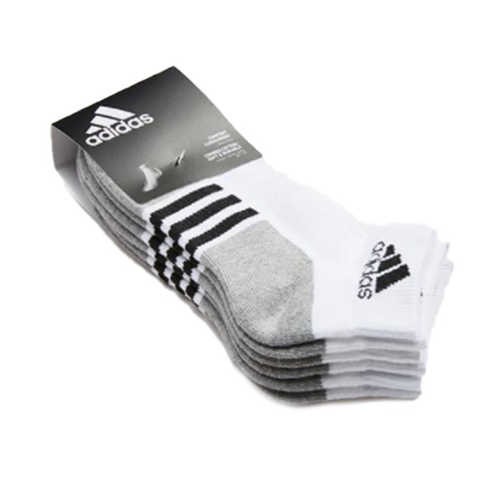 아디다스 남성용 스포츠 파일 하프 바닥삼선 발목양말 3족 세트, 화이트