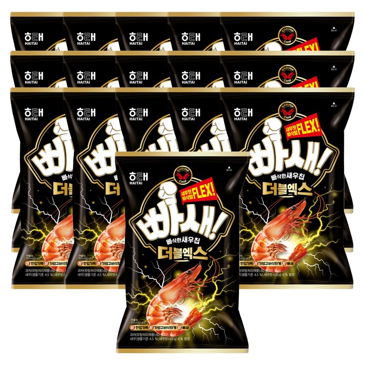 해태제과 빠새 더블엑스 새우칩, 60g, 16개