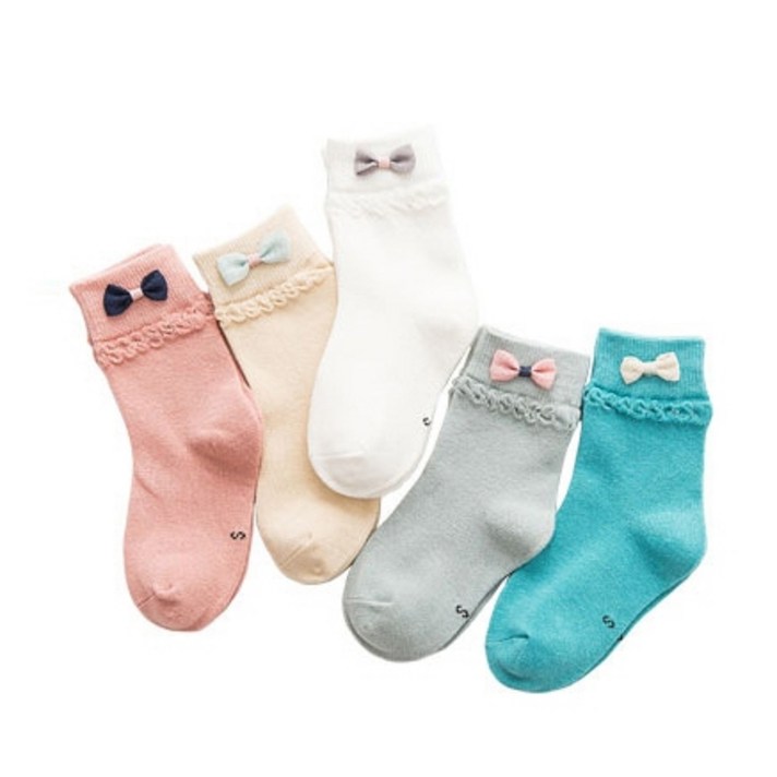 제이셀 여아용 프린센스 리본짱 발목 양말 5켤레 A46