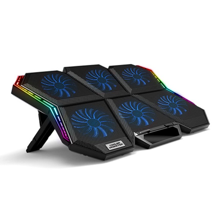  노벨뷰 노트북 스탠드 앤 쿨링패드 쿨러몬스터 F6 RGB, BLUE 