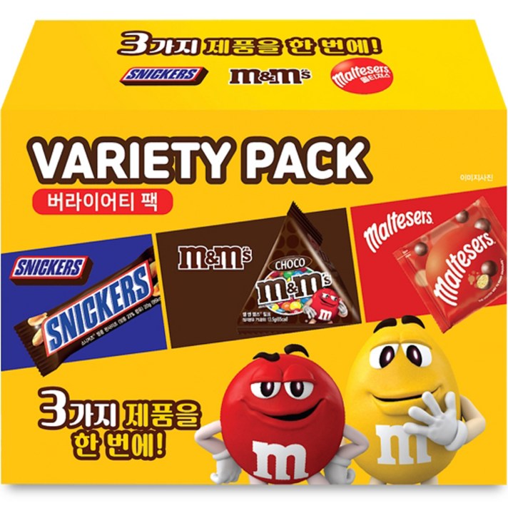  엠앤엠즈 몰티져스 스니커즈 초코 믹스 버라이어티 팩 819g, 1개 