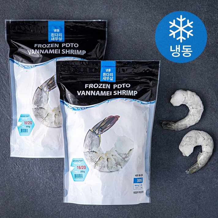  흰다리 새우살 (냉동), 300g(특특대, 11~13마리), 2개 