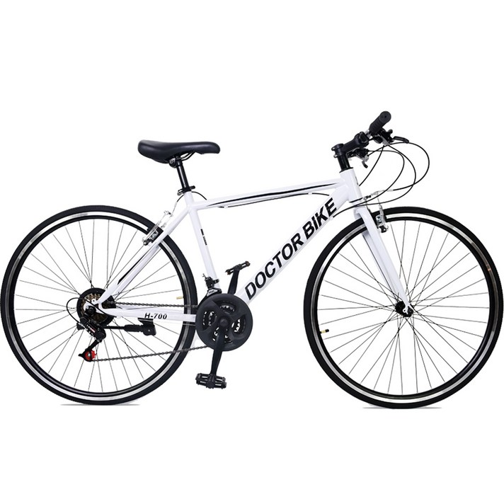  닥터바이크 하이브리드 69.8cm 27.5인치 21단 스틸프레임 자전거 E1 BIKE H-700, 화이트, 170cm 