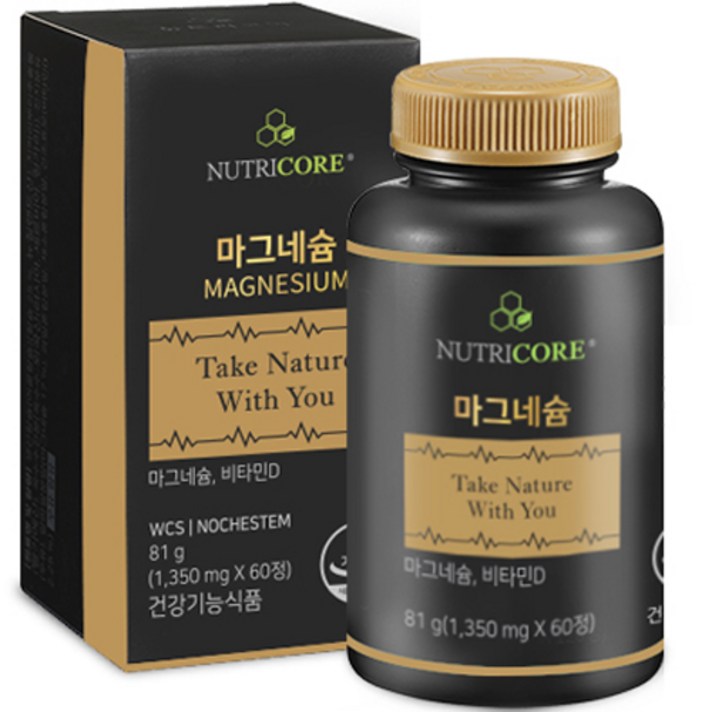  뉴트리코어 WCS 마그네슘 비타민D NOCHESTEM 81g, 60정, 1개 