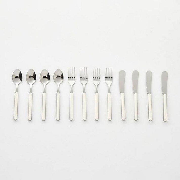 WOW 솔리드 디저트 커트러리 세트, 아이보리, 포크 4p + 스푼 4p + 나이프 4p