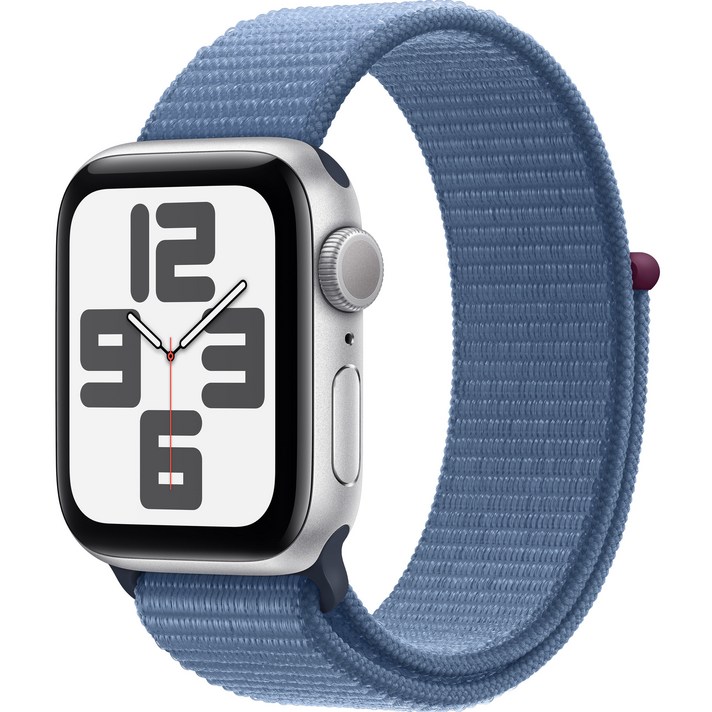  Apple 2023 애플워치 SE 2세대 알루미늄 케이스, 40mm, GPS, 실버 / 윈터 블루 스포츠 루프, Loop 