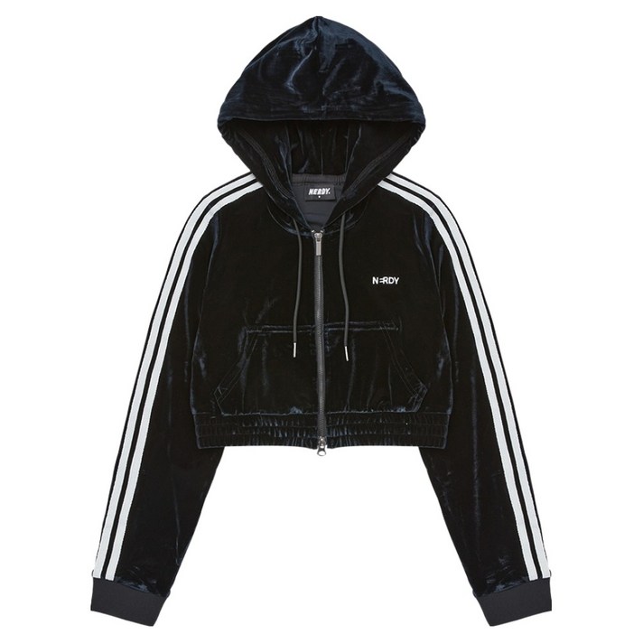 널디 우먼스 NY 벨벳 크롭 후디 트랙 탑