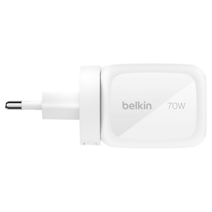 벨킨 부스트차지 프로 70W 3포트 USBC USBA GaN PD3.1 PPS 지원 초고속 충전기 WCH018krWH, 화이트, 1개