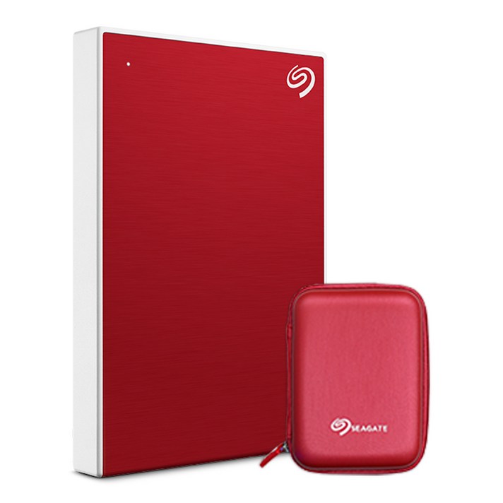 씨게이트 외장하드 Backup plus Slim + Rescue + 파우치, 2TB, Red