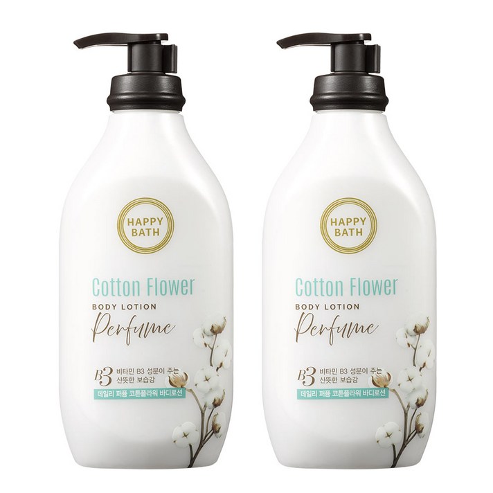 해피바스 데일리 퍼퓸 코튼플라워 바디로션, 450ml, 2개