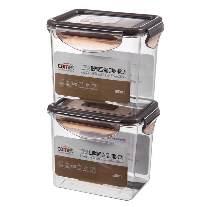 코멧 퍼펙트씰 트라이탄 밀폐용기, 850ml, 2개입