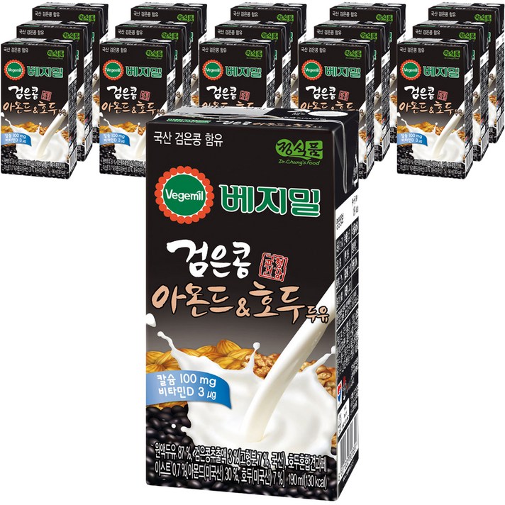 
                                                        정식품 베지밀 검은콩 아몬드 호두 두유, 190ml, 16개
                                                    