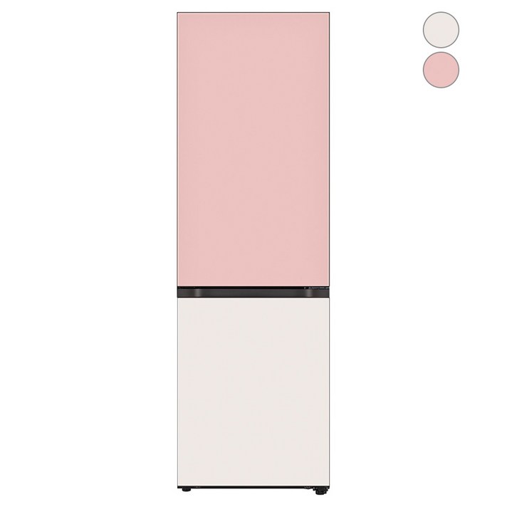  [색상선택형]LG 모던엣지 냉장고 오브제컬렉션 글라스 344L Q342AAA133, Q342GPB133S, 핑크(상단) + 베이지(하단) 