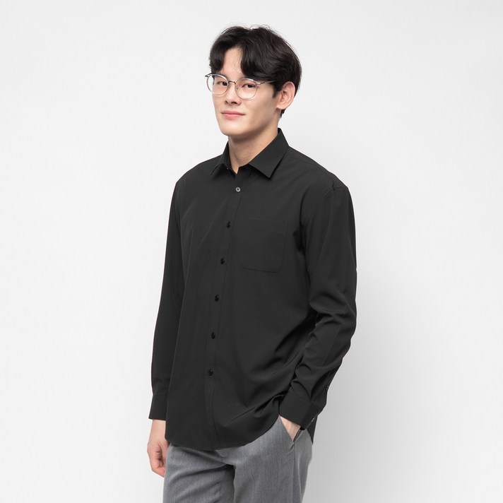 캐럿 남성용 구김 없는 링클프리 베이직 긴팔 셔츠
