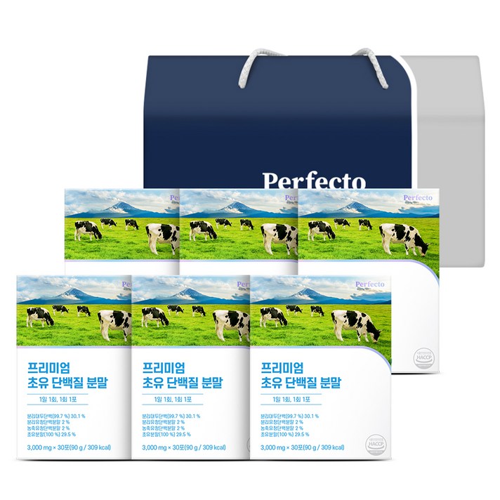 퍼펙토 프리미엄 초유 단백질 분말 6p 선물세트, 1개, 540g