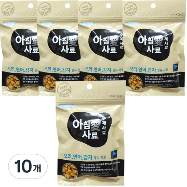  아침애사료 오리 연어 감자 수제사료 5p, 200g, 10개 