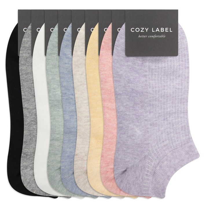 코지라벨 골지 파스텔 여성 스니커즈 양말 9족 세트