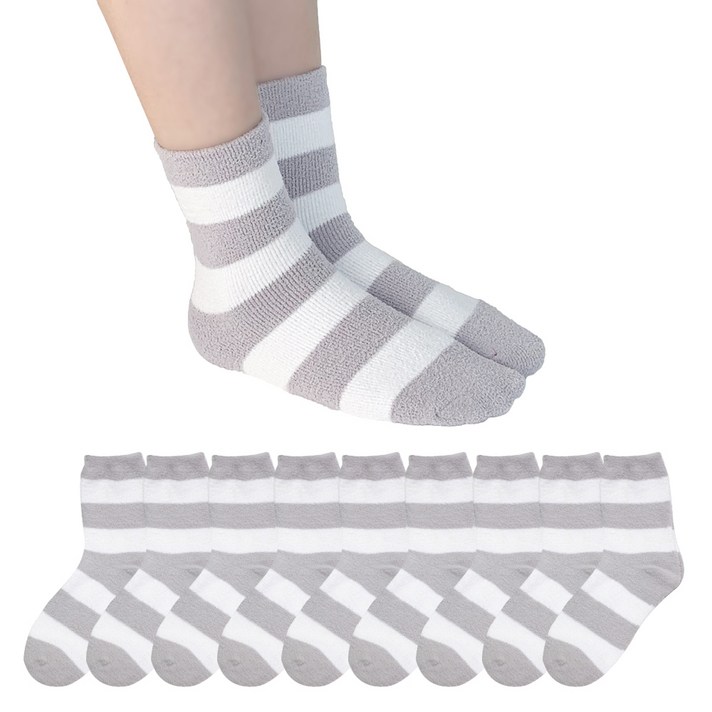 이지레그 여성용 소프트포근 링글 수면양말 10켤레 그레이