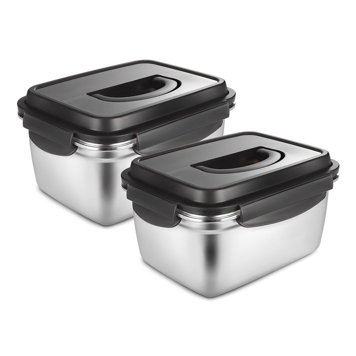 까사베니 연마제 없는 스테인레스 김치통, 2.8L, 2개