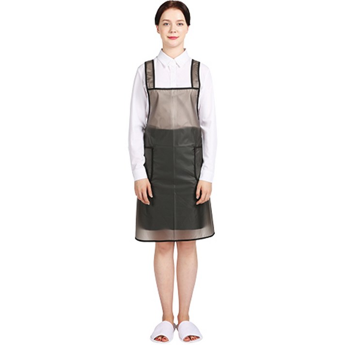  웰프런 우레탄 방수앞치마 검정파이핑 소, 반투명 블랙, 1개 