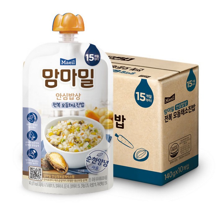 맘마밀 안심밥상 레토르트이유식 140g, 전복 모듬채소진밥, 10개