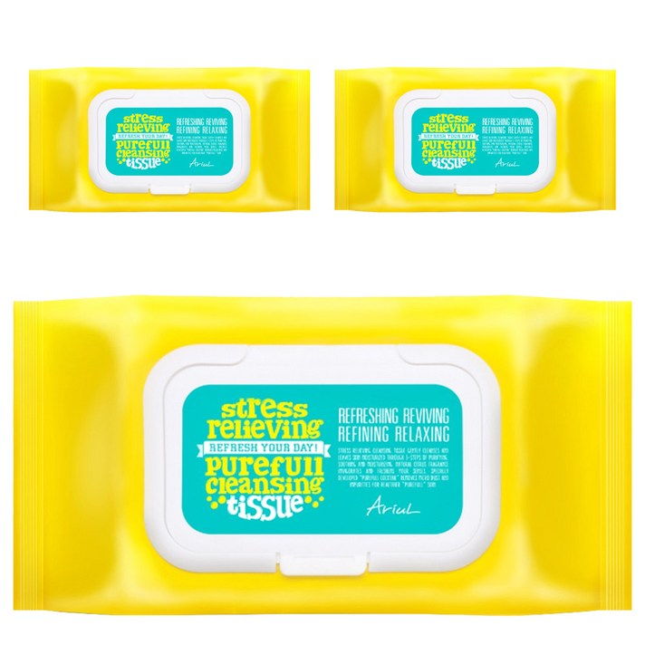 아리얼 스트레스 릴리빙 퓨어풀 클렌징 티슈, 80매, 3개