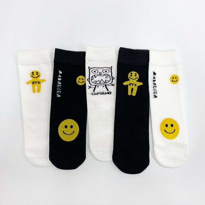 루쓰키즈 아동용 스마일 니삭스 반양말 5종 세트