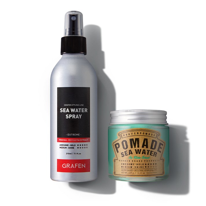 그라펜 해수 포마드 헤어왁스 100g + 스프레이 210ml 세트, 1세트