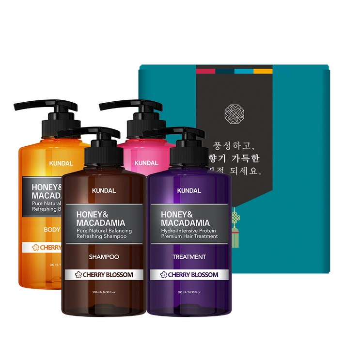 쿤달 헤어바디 4구 명절선물세트 C 체리블라썸향, 1세트