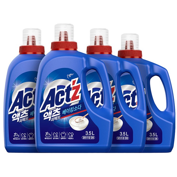  액츠 퍼펙트 베이킹소다 액상세제 본품, 3.5L, 4개 