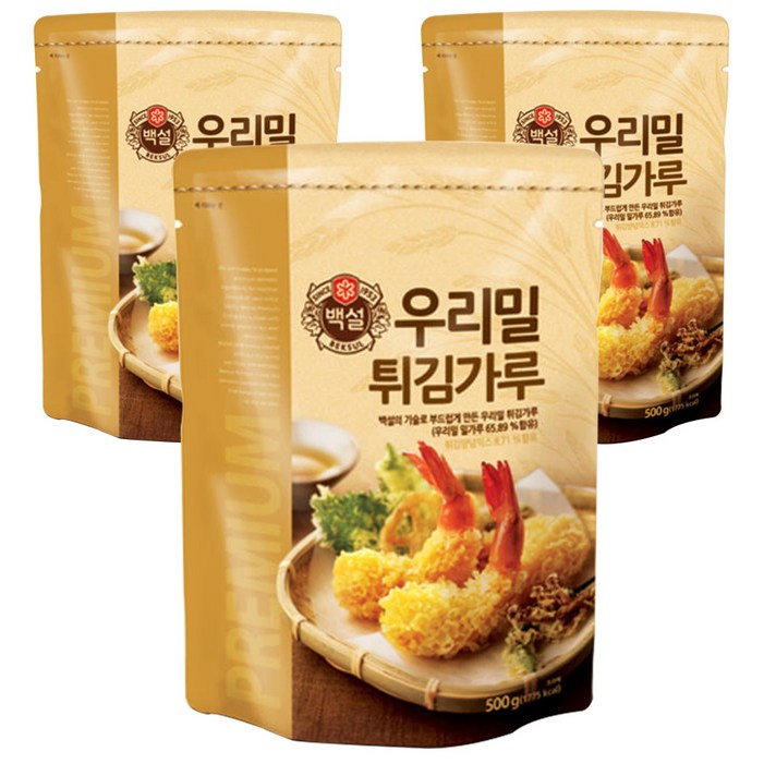 [백설] 우리밀 튀김가루, 500g, 3봉