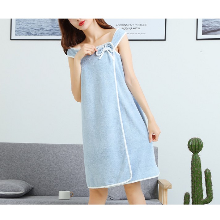 유엘 원피스 타월 샤워가운 소, 블루 나비, 1개