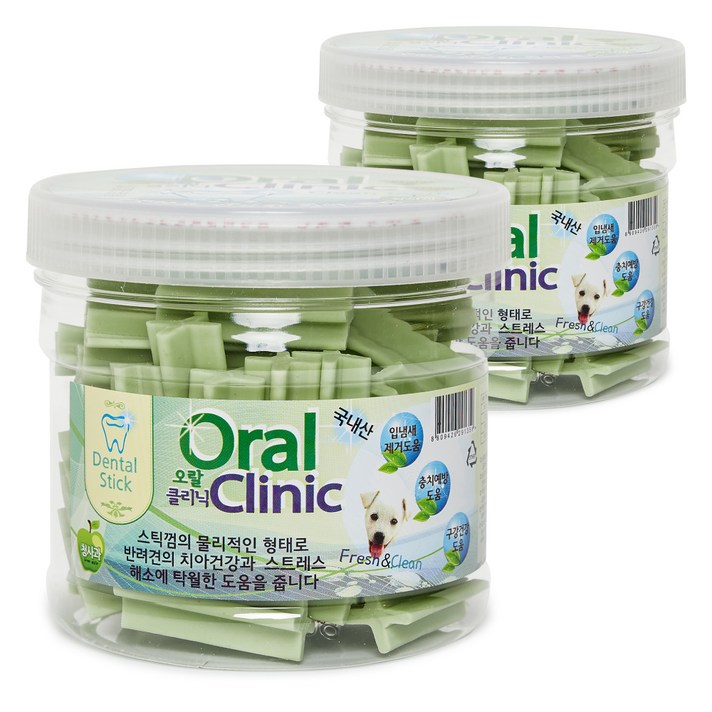  오랄클리닉 반려동물 덴탈껌 300g, 청사과, 2개 