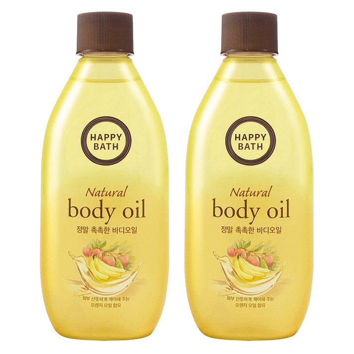 해피바스 정말 촉촉한 바디오일 과일향, 250ml, 2개