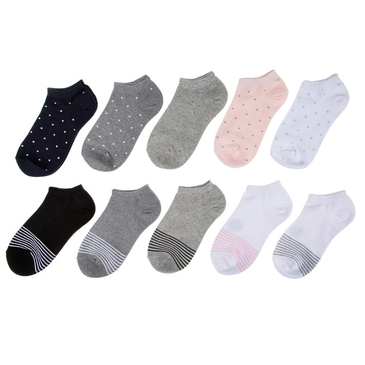 베이스알파 에센셜 여성 패턴 스니커즈 삭스 10켤레