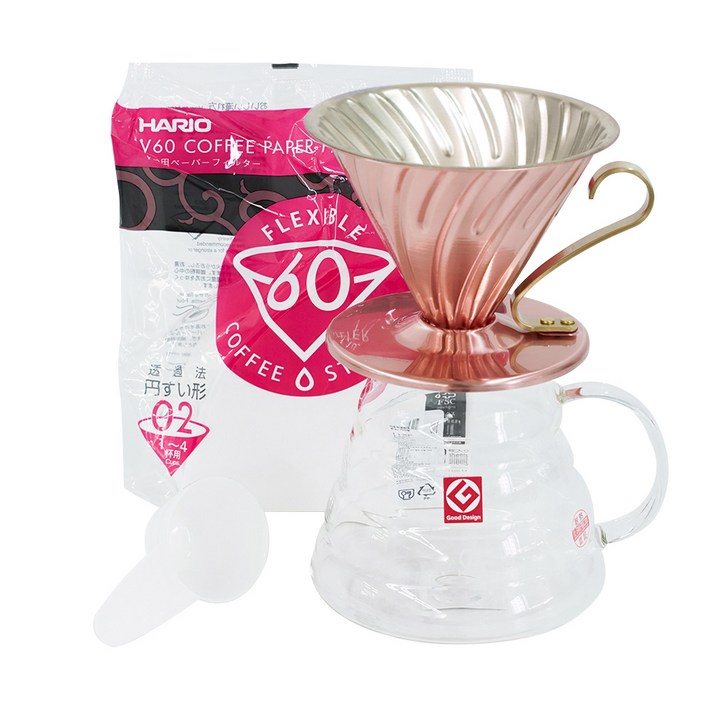 하리오 V60 XGS 동 핸드드립 4종세트 800ml 1~4인, 화이트(여과지), 1세트