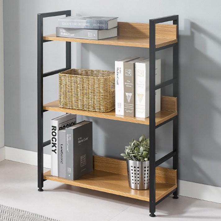  트레벨 블럭 철제 책장 선반 3단, 티크블랙 