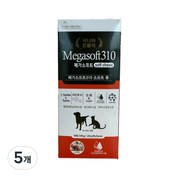 아이앤지메딕스 메가소프트 310 반려동물 영양간식, 소프트츄, 5개 아이앤지메딕스 메가소프트 310 반려동물 영양간식, 소프트츄, 5개