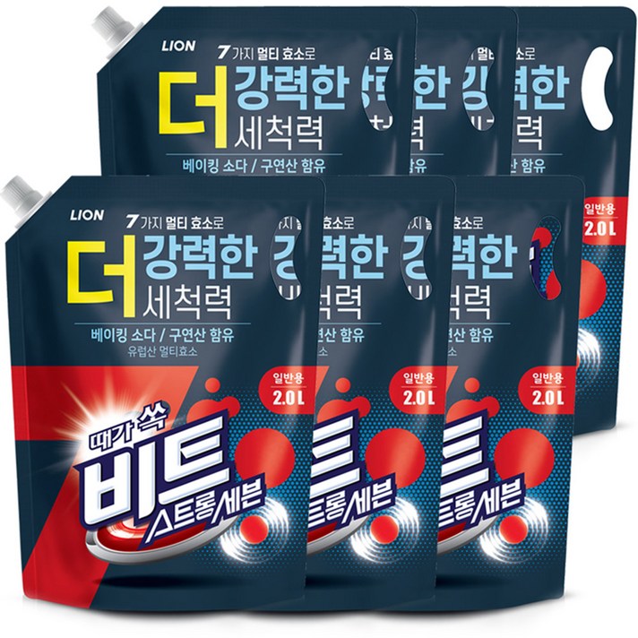 비트 스트롱 세븐 일반용 액상세제 리필, 2L, 6개