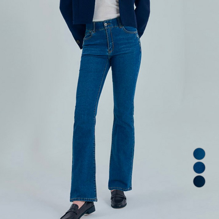 뱅뱅 여성용 간절기 라이크라 부츠컷 데님 팬츠