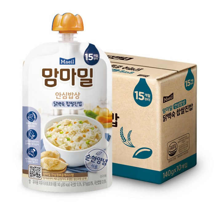 맘마밀 안심밥상 레토르트이유식 140g, 닭백숙 찹쌀진밥, 10개