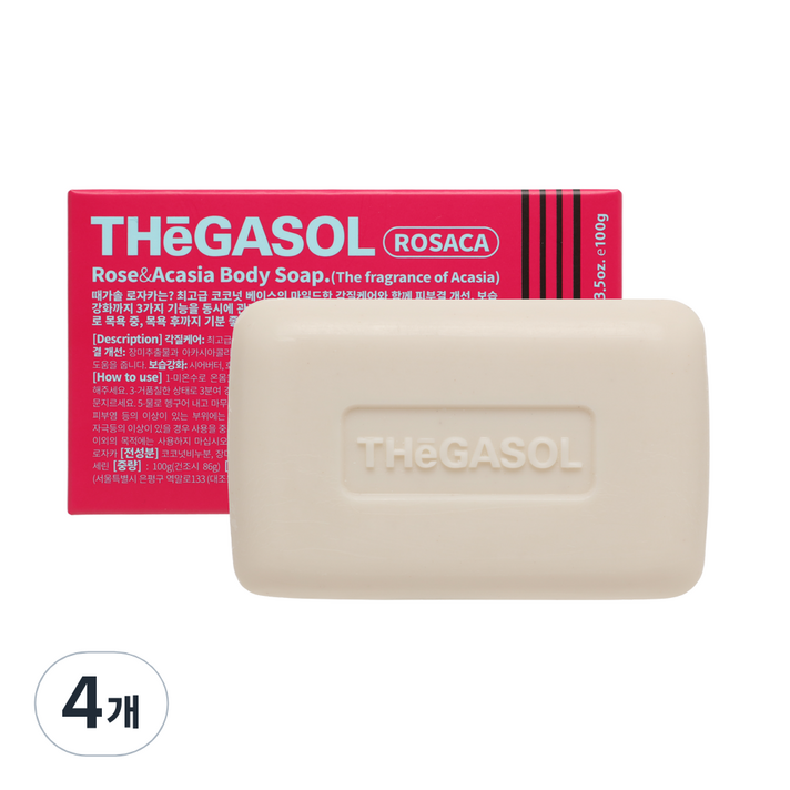 때가솔 로자카 때밀이 각질제거 목욕비누, 100g, 4개