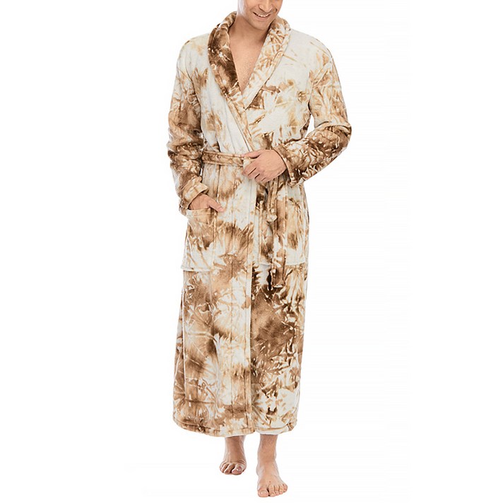 마켓에이 남성용 타이다이 롱 샤워가운 2XL, 브라운, 1개