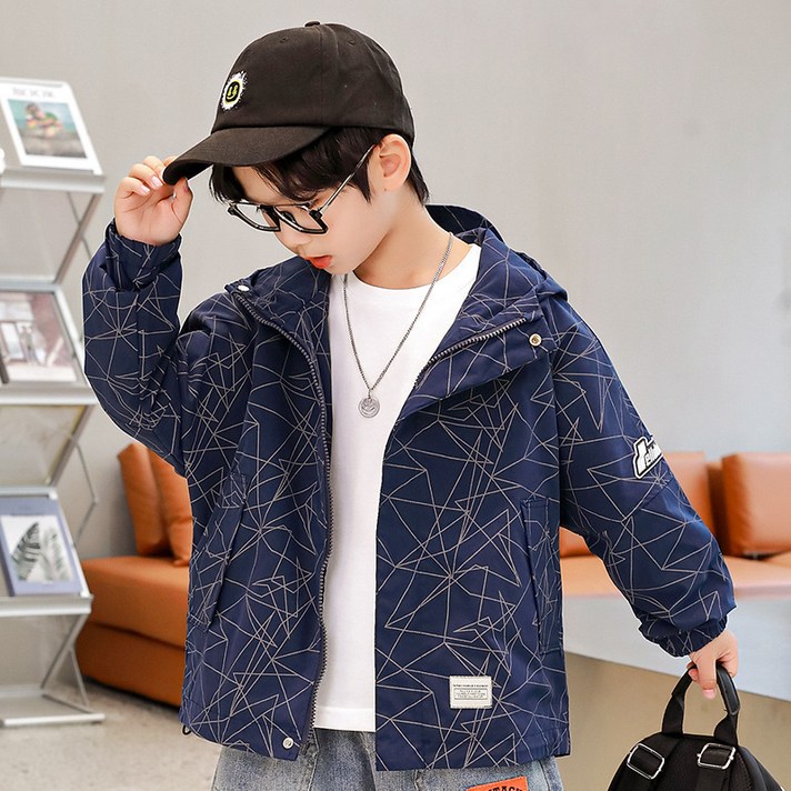 남아용 스파이더 후드 박시 바람막이 점퍼