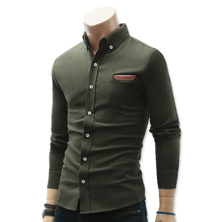 블루포스 남성용 르노 기모 긴팔남방 솔리드 무지 셔츠