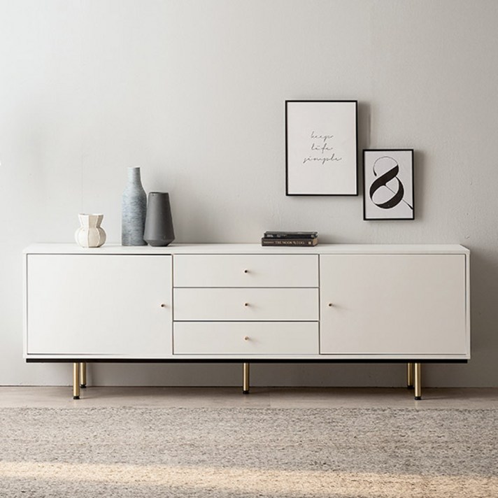  삼익가구 메이디 1800 티비다이 높은 거실장 방문설치, 화이트 