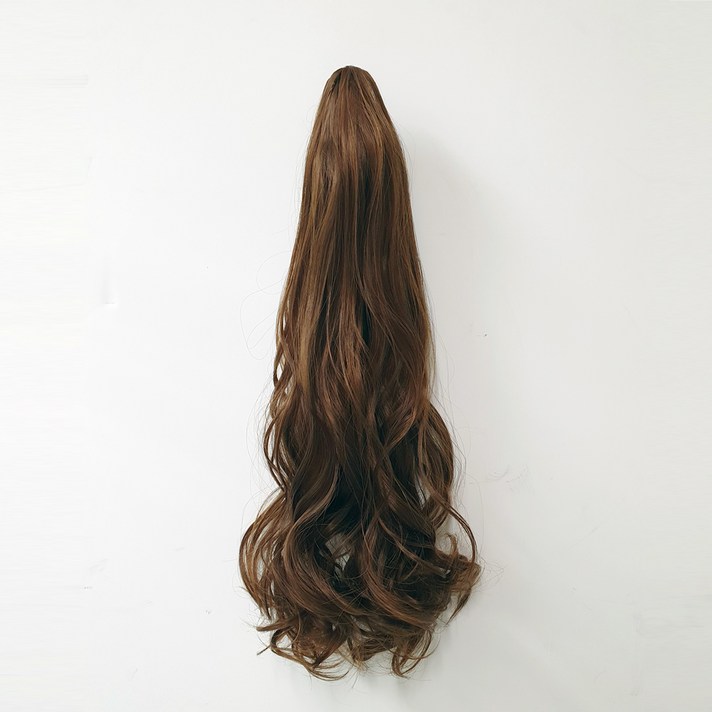 에스홀릭 사선 웨이브펌 스마트 달비 집게 포니테일 부분가발, 옐로우브라운, 1개