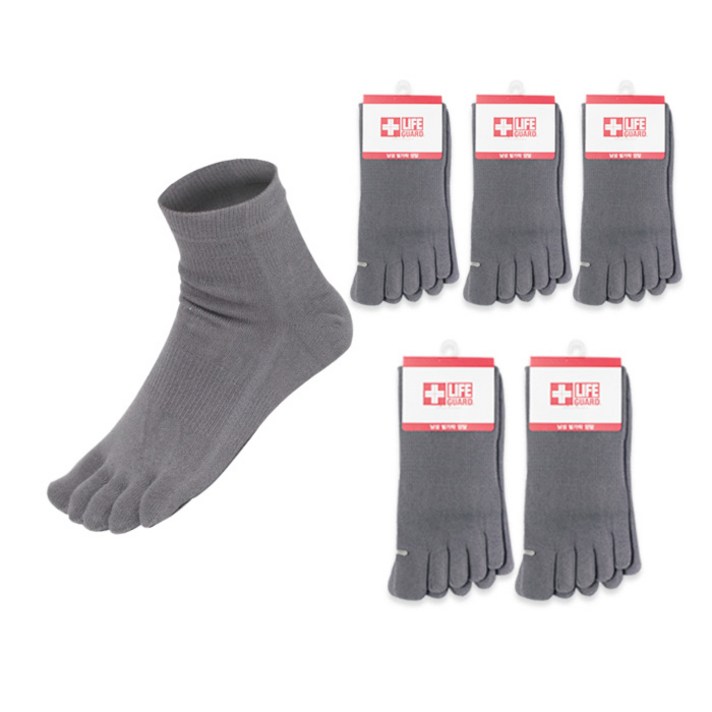 라이프가드 남성용 무지 발가락 단목양말 6켤레
